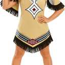 fun shack Native American Costume Women, Native American Dress for Women, Warrior Princess Costume Women (XX-Large, White)
