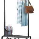 Simple Houseware 30 Inch Narrow Freestanding Garment Rack with Storage Shelf  Slim & Space-Saving Closet Organizer, Black