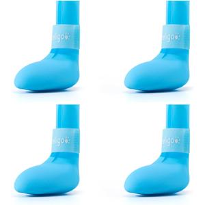 Fdceligoo Rubber Dog Boots, Durable Paw Protectors with Adjustable Straps & Non-Slip Sole, Waterproof Dog Shoes for Hot Pavement, Easy On & Off Silicone Booties (Blue, S, Only Suit for Small Dogs)