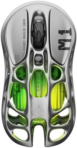 GravaStar Wireless Gaming Mice Mercury M1 Pro, Lightweight Magnesium Alloy Gaming Mouse, 26,000 DPI, PAW3395DM Sensor, Tri Mode Connection, Support 4K, Up to 200 Hours Battery Life
