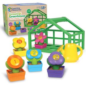 Learning Resources Growing Greenhouse Color & Number Playset, Preschool Learning Activities, Montessori Toys, Easter Toys, Ages 18 Month+, 12 Pieces