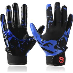Goporoy Youth Football Gloves for Kids Excellent Grip Football Receiver Gloves, ICY Blue Youth M/ L