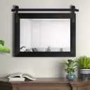 COGOOD Farmhouse Barn Door Mirror - 25" x 18" Rustic Wood Framed Decrative Mirror for Bathroom, Living Room, Entryway Wall Decor (Black)