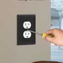 4-Pack Duplex Outlet Cover, Black Metal Wall Plates for Electrical Outlets, 1 Gang Receptacle Light Switch Cover, Pearls Beaded Decorative Switch Plates and Outlet Covers