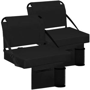 Besunbar Stadium Seat for Bleachers with Back Support and Wide Padded Cushion Stadium Chair - Includes Shoulder Strap and Cup Holder