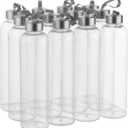 novelinks 27 OZ Plastic Water Bottles Reusable Water Bottles with Airtight Juice Bottle with Stainless Steel Lids for Eco-Friendly Travel Drinks and Beverages,12 Pack