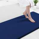 Smiry Memory Foam Bath Mat 44x24, Extra Soft and Absorbent Bathroom Mats, Non Slip Washable Carpet for Floor, Shower and Tub, Navy Blue