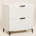 Fluted Nightstand Set of 2 with 2 Drawers, Side End Table, Small Accent Storage Cabinet,Modern Night Stand Bedside Table for Bedroom,White
