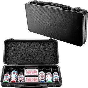 Chunful 300 Pcs Card Chip Case 15. 8 x 7. 9 x 2. 4 Inch Black Carrying Case Empty Card Chips Holder with Full Protection