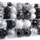 100Pcs Black Silver White Christmas Ball Ornaments Set for Tree, Assorted Shatterproof Christmas Decorations, Hanging Decor for Xmas Tree Holiday/Party/Home (Black & White & Silver)