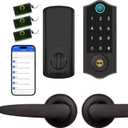 Harfo Smart Fingerprint Door Lock, Keyless Entry Deadbolt, Full App Control Biometric Lock, Electronic Digital Touchscreen Keypad, Auto Lock, Easy Install, Aged Bronze