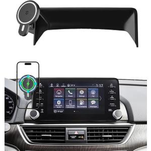 PZK Car Phone Mount for Honda Accord 2018-2022 Sport SE/EX/EX-L/Touring/LX Accessories 10th Gen Accord for 8-inch Screen Magnetic 15W Fast Wireless Charger Phone Holder 360 Rotation with Stroage Box