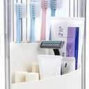 Toothbrush Organizer with Cover,3 Slots for Bathroom Toothbrush Holders with Lid,Dustproof Design,Rotating Holder,Ideal Makeup Brushes Holder for Bathroom Countertop Organization and Storage