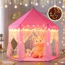 Monobeach Princess Castle Play Tent for Girls - Large 55'' x 53'' Playhouse with Star Lights for Indoor and Outdoor Play, 1 pack