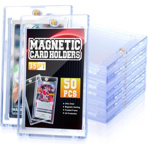 QTYORD 50 Pack 35PT Magnetic Card Holder for Trading Cards, One-Touch Card Case Holder for Baseball Football Sports MTG TCG Collectable Cards