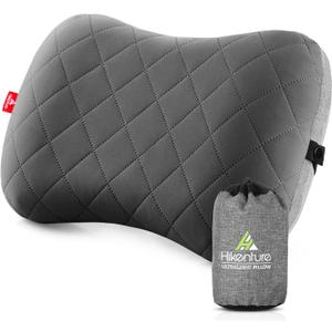 Hikenture Camping Pillow with Removable Cover - Ultralight Inflatable Pillow for Neck Lumbar Support - Upgrade Backpacking Pillow - Washable Travel Air Pillows for Camping, Hiking, Backpacking (Grey)