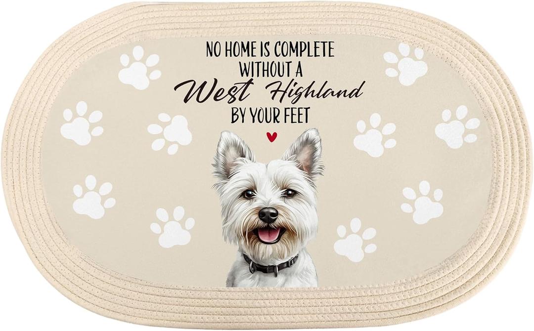 West Highland Terrier Gifts Dog Mat for Muddy Paws, West Highland Terrier Doormat, Dog Crate Bed Mat, Westie Dogs Rug, 17x29 Inch