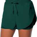 Sunzel 2 in 1 High Waist Running Shorts for Women Quick Dry Elastic Athletic Shorts with Pocket and Drawstring Workout Summer (Green, S)