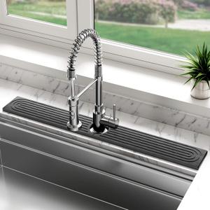 SZTCECDM 16" x 4" Faucet Mat for Kitchen Sink, Drying Stone Sink Tray, Diatomite Sink Mat for Kitchen Counter, Bathroom Counter Sink Water Splash Guard(Grey)