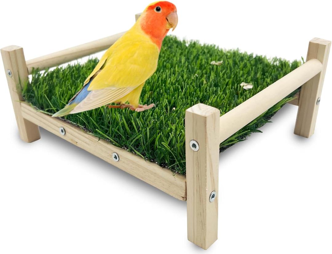 FlidRunest Bird Foraging Bed, Parrot Hammock Bed, Parrot Grass Perch Bed, Bird Perch Conure Platform Grass Forage Toy for Parakeet, Cockatiel, Lovebird, Budgie