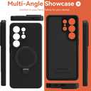 for Galaxy S26 Ultra Case with Stand, Slim Liquid Silicone Phone Cases for Samsung Galaxy S26 Ultra Compatible with MagSafe Magnetic Ring Kickstand Case Full Camera Protection, Black