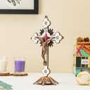 Calculs Metal Jesus Crucifix Table Cross for Home Dcor Accents - Catholic Cross for Christian Prayers Jerusalem 8" Copper