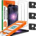 IMBZBK [Auto-Dust Removal] 3 Pack Screen Protector for iPhone 17e / iPhone 16e Accessories, Case Friendly Film, Military Grade Shatterproof Tempered Glass 3 Camera Lens Protector, Easy Installation