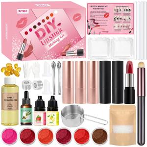 DIY Lipstick Making Kit- Natural Beeswax Based Lip Gloss & Matte Lip Gloss Making Kit, Craft Long-Lasting Matte & Velvet Lipsticks, Christmas Makeup Gift for Women, Girls & Beginners