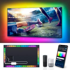 Aigostar Smart LED Strip Light TV Backlight, RGB Music Sync Compatible with App Alexa Google Home, DIY Timer Color Change Light for Christmas Game room Livingroom Bedroom Party Wedding Decor (6.6)
