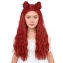 karlery Girls Long Red Curly Wig with Buns Halloween Cosplay Party Costume Wig