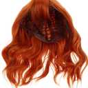 LUOZZY Short Wavy Bob Wig with Bangs for Women Heat Resistant Synthetic Hair for Daily Use Halloween Cosplay Party Orange