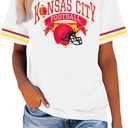 Football Shirts for Women Game Day Tshirt Football Team Fans Gift Tees Sport Season Short Sleeve Tops (White, L)