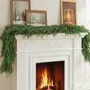 2 Pcs 6FT Norfolk Pine Garland - (12FT Total) Dark Green Christmas Decor, Artificial Holiday Decor Faux Greenery for Mantle, Fireplace, Table