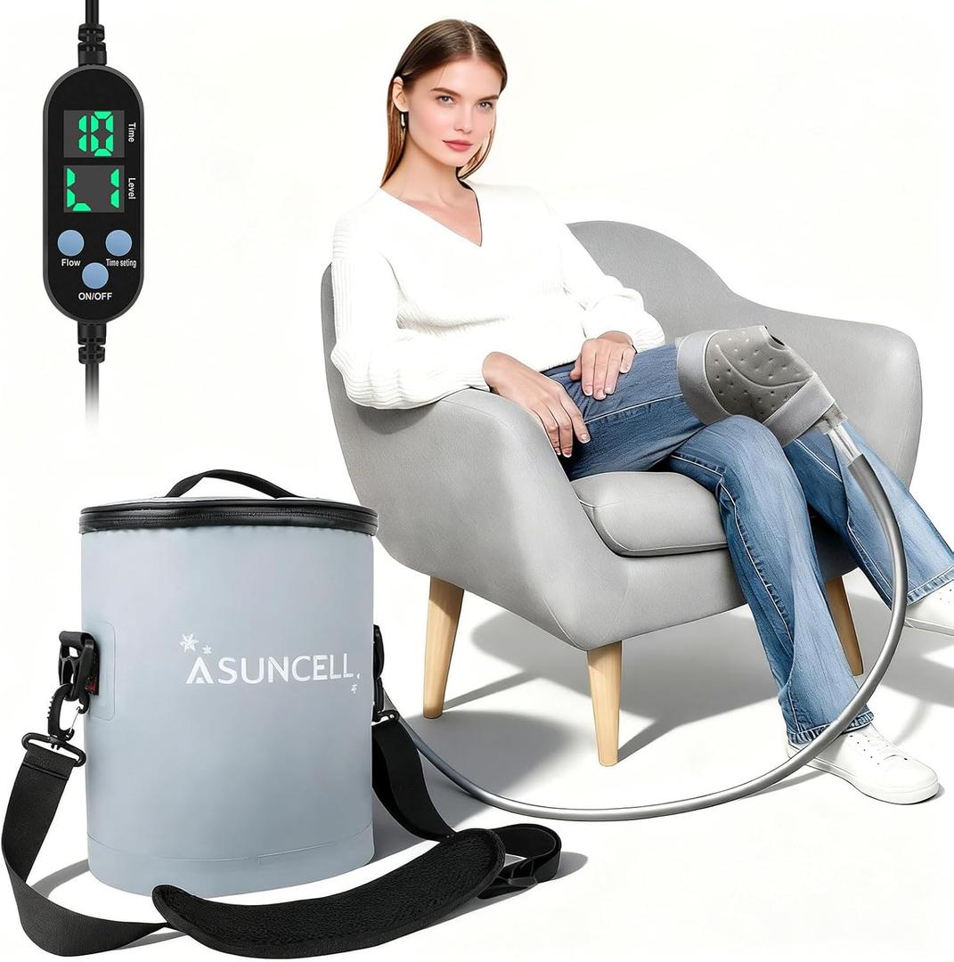 Portable Ice Therapy Machine for Post-Operative Recovery,Knee Pain,Sports Injuries,Swelling,Timer Remote Control Cold Therapy Device Full Knee Brace with Silent Pump