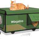 Heated Cat House for Outside, Waterproof Awning & Escape Door Heated Cat Houses for Indoor/Outdoor Cats in Winter, Elevated & Insulated Outdoor Cat Shelter for Feral Cat(Green, 25.2"x16.5"x12.2")