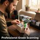Professional Bulk TCG Card Scanner - 200+ Capacity Tray - Fits Sleeved & Raw Cards - Universal Heavy-Duty Clamp - Height Adjustable for TCG Apps - Anti-Glare Movable LED Black