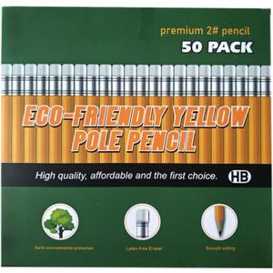 Wood-Cased #2 Pencils, Pre-sharpened pencil with Eraser Top, #2 HB Pencils, 50 Count, Yellow