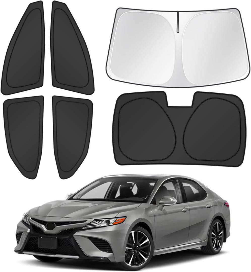 Canvcle Window Shades for 2018-2024 Toyota Camry Accessories Windshield Sun Shade Side Rear Window Cover Sunshade Sun Visor Shield Privacy Protection for Camping Keep Vehicle Cool Black 6PCS