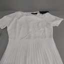 CUPSHE Fall Dresses for Women 2025 Round Neck Half Sleeve Ribbed Knit Pleated A Line Fitted Midi Pullover Sweater Dress (White) S