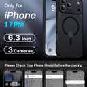 3 x Magnetic Shockproof for iPhone 17 Pro Case,[Camera Protection][Compatible with Magsafe][Non-Slip][Mil-Grade Protection] Slim Anti-Yellowing Translucent Matte Phone Case for iPhone 17 Pro,Black