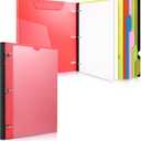 WOT I 1-Pack Telescoping 3 Ring Binder Notebook - Customizable Cover, 5 Dividers & Pocket Folder in One Slim Organizer (60 Sheets Included), Red