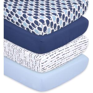 The Peanutshell 4-Pack Fitted Crib Sheet Set - Super Soft & Breathable Baby Girl or Boy Crib Sheets, Nursery Decor, Fit for Standard Crib Mattress Sheet - Nautical