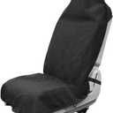 DXNQ Waterproof Car Towel Seat Cover, Sweating Non-Slip Premium Towel Carseat Cover Protector, Universal Soft Machine Washable Car Truck SUV Front Seat Cover for Gym Workout Beach Hiking (Black)