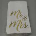 50-Pack Mr and Mrs Napkins, Disposable Wedding Dinner Napkins for Reception, Rehearsal Dinner, Bridal Shower, Engagement Party (Gold Foil and White, 3-Ply, 4x8 in)