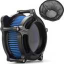 For Harley Davidson Air Cleaner Filter Sportster Touring Street Glide Road King Electra Dyna Softail Motorcycle Air Intake (Black-Blue Filter-01, B-For Softail/Dyna 1993-2015)