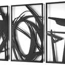 Pinetree Art Black Abstract Metal Wall Art, 3D Textured Metal Wall Sculptures, Hollow Out Design Modern Wall Decor for Living Room Bedroom Home Office (M, 16" x 24" x 3pcs)