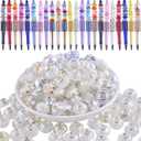 Large Hole Beads for Jewelry Making 120pcs 14mm Large Hole Murano Beads for Pens European lampwork Beads for Beadable Pens Spacer Beads Bulk for Crafts Garden Stakes White Mix