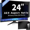2 Pack- 24 Inch Curved Computer Privacy Screen Filter for 16:9 Widescreen Computer Monitor Computer Screen Protector Computer Screen Privacy Shield Anti Glare and Blue Light