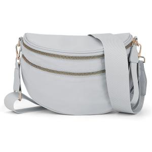 Bum Bags for Women Crossbody,Spacious Nylon Crossbody Bag Trendy Checkered Purse Shoulder Bag 2025 (Light Grey)