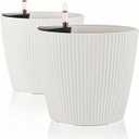 Dexceder 9x8 Self Watering Planters Indoor (2 Pack, White)
